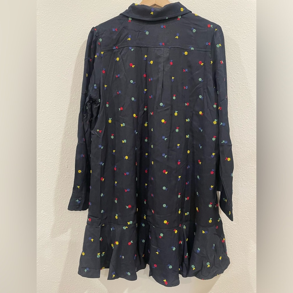 NWT Tuckernuck Navy Mini Dress with Floral Embroidery Button Up - Picture 8 of 10